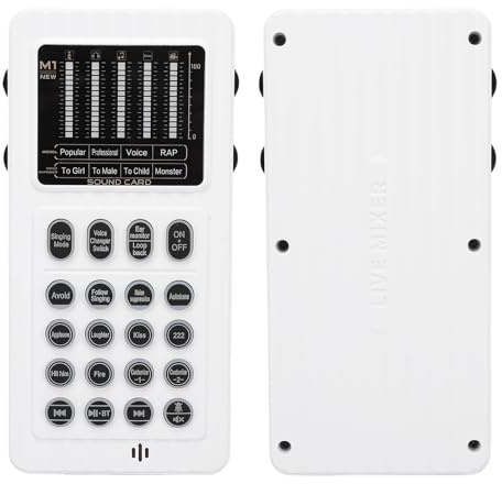 Cuifati Changeur de Voix Portable, Carte Son Bluetooth avec Changement de Voix et Réduction du Bruit, 8 Effets Sonores et Réglage de la Hauteur sur 10 Niveaux, avec Microphone et