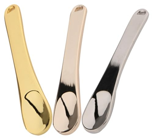 Mini Espátula de Maquillaje Metálica 3 Piezas de Aleación de Zinc | Superficie Lisa, Diseño Compacto y Portátil, Herramienta Versátil para Cosméticos