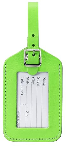 Lewis N Clark ID20GRNHT Rectangular Neon Luggage Tag - Green
