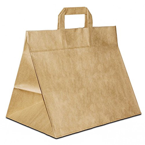 500 x Bäckertüten braun 32+22x27 cm | Papiertüten extra breiter Boden | Konditortaschen Papier | Take Away Tüten | HUTNER