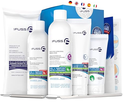 Mr. Fuss® Starter Kit 7-teilig Edition Excell Hornhautentferner Systempaket für sanfte Entfernung auch für Maniküre
