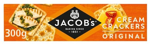 JACOB'S Original Cream Crackers, 300 g (Pack of 1) | Crispy Texture, High-Fiber & Protein, Low-Calorie, Vegetarian-Friendly Snack