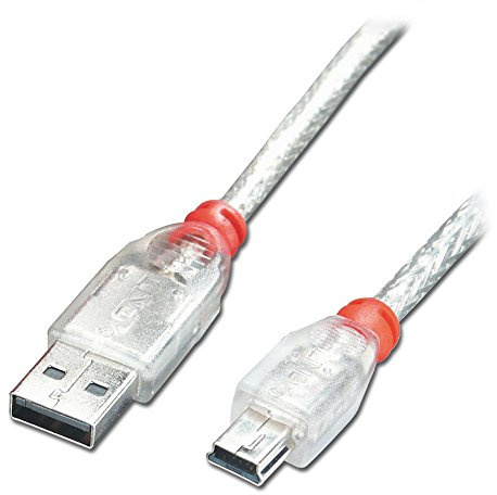 LINDY USB 2.0 Kabel A/Mini-B, transparent, 2m USB High Speed durchsichtig