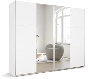 Rauch Möbel KRONACH, Schwebetürenschrank, Farbe Weiß, Breite 261 cm | Schrank, Mehrzweckschrank, 6-türig, 2 Schubladen, Zubehör Basic, für Schlafzimmer, Kinderzimmer, Garderobe, Flur