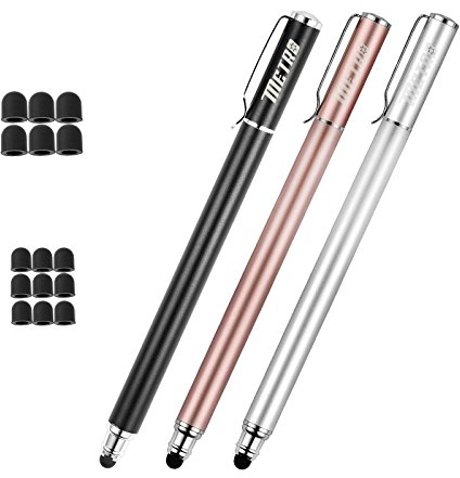 METRO Styli Pens (Small and Large Tips 2 1n 1 Series) Stylus for Smart Phones,Tablets,ipad,iphone,Pack of 3(Black/Rose Gold/Silver)