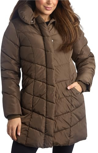 Steve Madden Women's Long Heavy Weight Puffer Jacket, Olive, L