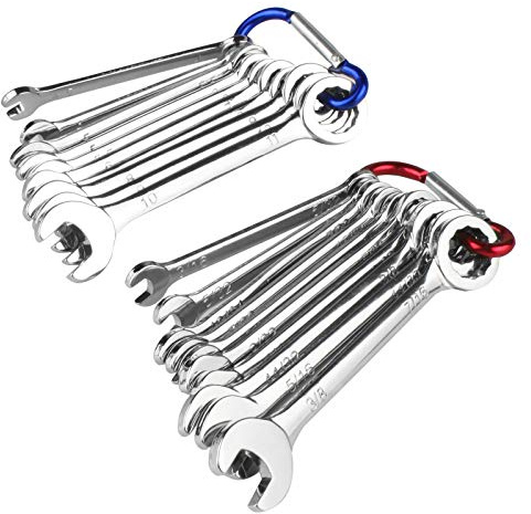 Andux Zone 10pcs Mini Combination Wrench Set Open End and Box End MET & SAE