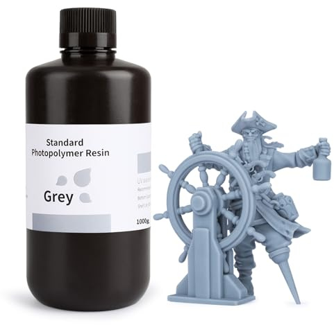 ELEGOO 3D Drucker Resin, UV 405nm Standard Resin mit Hohe Präzision und Schnelle UV-Härtung für MSLA/DLP/LCD 3D Drucker, Photopolymer-Kunstharz Flüssige 3D-Druckmaterialien, Grau 1000g