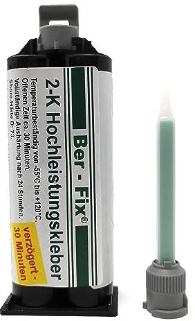 Ber-Fix 2K Hochleistungskleber 30 Min 2K Kleber Kunststoff 2K Metallkleber Extra Stark 50g für Kartuschenpresse