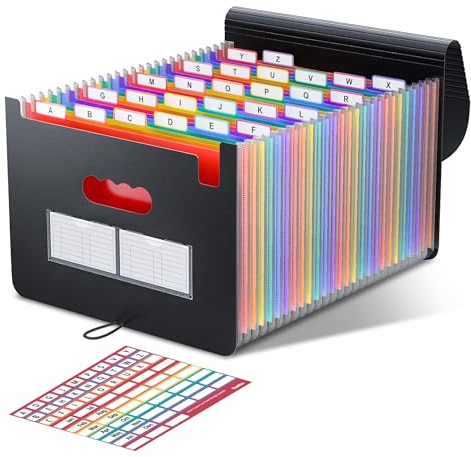 ThinkTex Dokumentenmappe A4, 26 Fächer Grosse Kapazität Sortiermappe Fächermappe Datei Organizer Ordner, Schreibtisch Organisation/Aktentasche Mappe, Dokumententasche Aktenmappe Ordnungsmappe