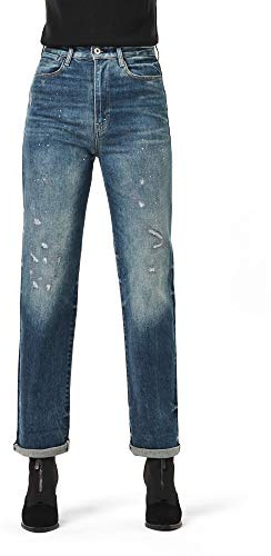 G-STAR RAW Dam Tedie Ultra High Waist Byxor Raka Jeans, Antic blekt arsenik blå återställd B454-b816, 29W x 32L