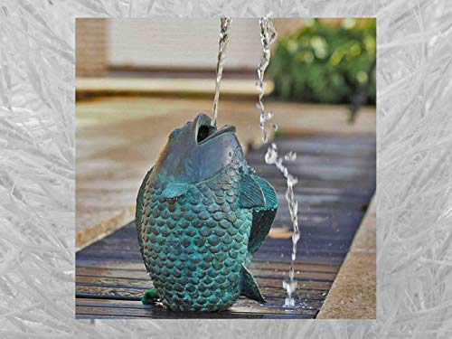IDYL Bronze-Skulptur Springender Fisch | 29x19x23 cm | Tierfigur aus Bronze handgefertigt | Gartenskulptur oder Teich-Dekoration | Hochwertiges Kunsthandwerk | Wetterfest