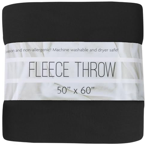 Trail maker 50x60 Throw Blankets, Fleece Throw Blanket for Livingroom, Couch, Chair, Bed (Solid Black)