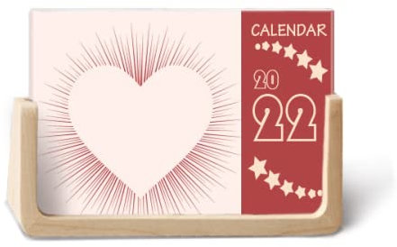 Tischkalender 2022, Herzform, Liebe, Valentinstag, 12 Monate