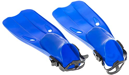 HUKITECH Tauch- und Schwimmflossen- verstellbar - Größe M - 22.5–24.5 cm - Für Kinder und Erwachsene - Schnorchelflossen - Farbe: Blau