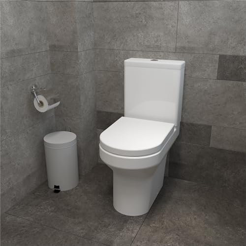 Rimless WC Ceramic Pan Close Coupled Toilet Soft Close Seat Gloss White Bathroom