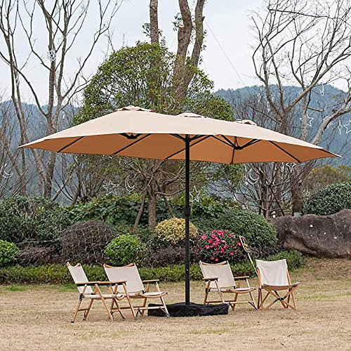 4,6 m Sombrilla de Doble Cara para Exteriores con Base, Sombrilla para Mesa de Jardín, Manivela y UV 50+, Fácil de Desmontar y Transportar, Refugio de Sombrilla de Mercado Grande para Patio de Jardín