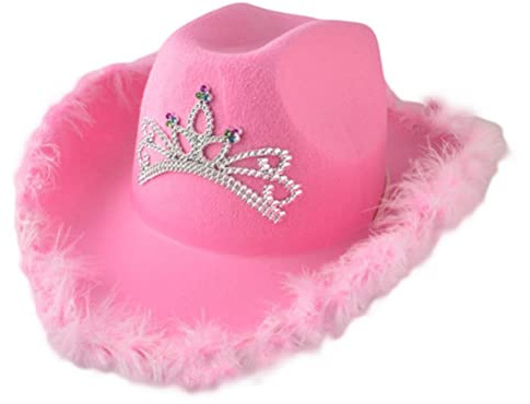 HUSHUI Cowboyhut Damen, Cowboyhut aus Filz mit Kordelzug am Hals, Cowgirlhut, lustige Neuheit, Partykostüm, Hut, Kostümzubehör