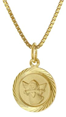 trendor Schutzengel Anhänger Gold 333 mit vergoldeter Silber-Halskette | liebevoller Halsschmuck für Kinder, zauberhafte Geschenkidee,