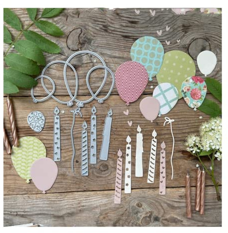 Sredwtk Kerzen Ballon Stanzschablonen Geburtstag Metall Schneiden Schablonen für DIY Scrapbooking Album, Schneiden Schablonen Papier Karten Sammelalbum Dekor