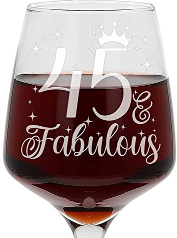 Always Looking Good Grand verre à vin gravé au laser pour 45e anniversaire 45 & Fabulous gravé au laser pour femme de 45 ans 400 ml