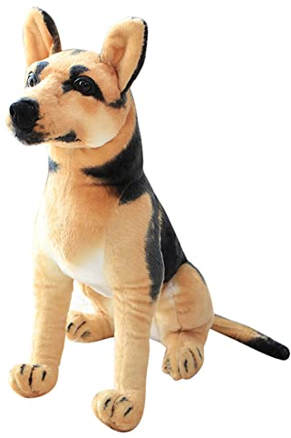 Wolfshund Plüschtier 50CM Hunde Kuscheltier für Kinder,Plüschhund Stehend Stofftier Hund Lebensecht Braun Schwarz Wolfshund Tier Plüsch Puppe Hund Kissen Plüschtier Spielzeug für Kinder Jungen Mädchen