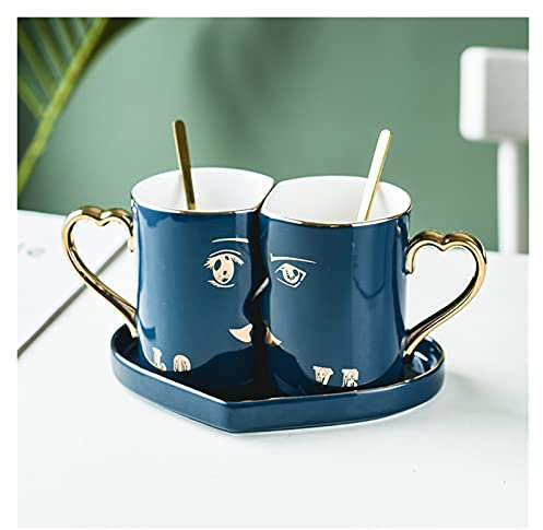 Tazze Coppia tazze da caffè set tazze in ceramica e cuore amore a forma di piattino piattino coppie regali di San Valentino anniversario regali di fidanzamento da sposa regali for la moglie Girlfriend