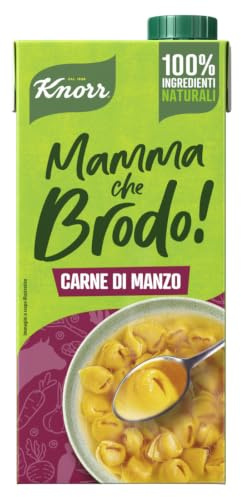 Knorr Mamma Che Brodo! Carne di Manzo - Brodo Pronto 100% Ingredienti Naturali, Senza Glutine, Lattosio e Coloranti, con Verdure da Agricoltura Sostenibile - 1L