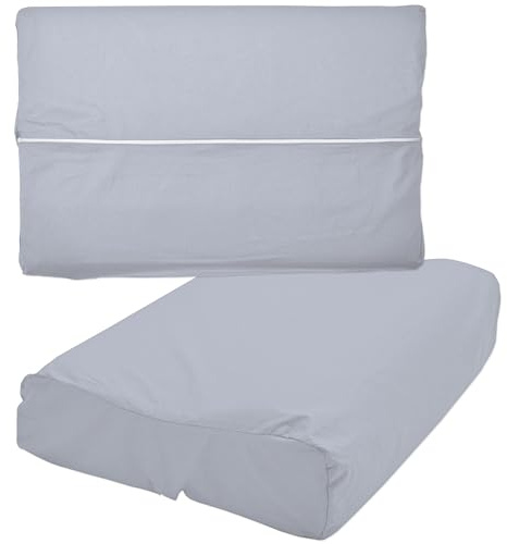 Nackenkissen Bezug 40x60 cm Grau Gesundheitskissen Überzug | Baumwolle Gesundheitskissen Vollschutzbezug mit Reißverschluss, Überzug für Nackenstützkissen, Universalbezug, Kissenhülle