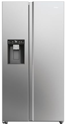 Haier SBS 90 Series 5 Freestanding American Fridge Freezer with Water & Ice Dispenser, Side by Side, Total No Frost, D Class, 601L Total Capacity, hOn App, Platinum Inox, 91x73x177.5 cm - HSW59F18DIMM