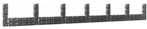 BAZZI Gabbione in Rete Metallica per Pietre con 7 Pali in Ferro - Cesto a U 740x20x100 cm