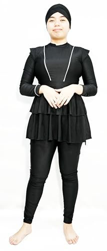 Modest burkini baddräkt (Svart, L=38)