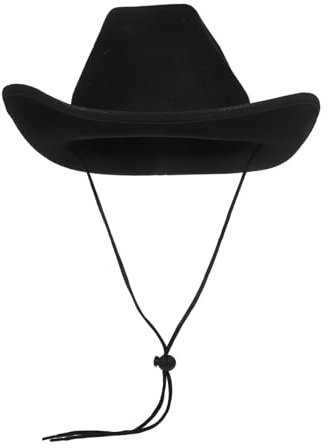 Toyvian Filz Cowboyhut Damen und Herren Verstellbarer Westernhut aus Filz mit Komfortablem Nackenband Schwarz für Festliche Partys und Cosplay Kostüme