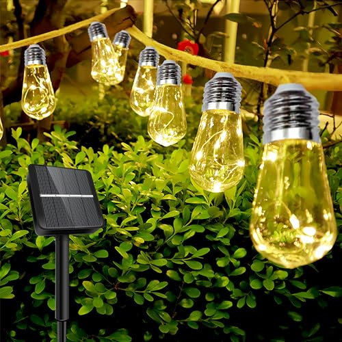 Kimuwote Catena Luminosa Esterno Solare, 8M 16 Lampadine Catena Luminosa Esterno, Luci da Giardino, 8 Modalità IP44 Impermeabile Timer, filo per Balcone, Terrazzo, Partito