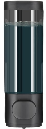 300ml Wall Mounted Soap Dispenser, No Drill Black Plastic Bathroom Dispenser for Shampoo Shower Gel (Black, 300ml*1, Black pipe)