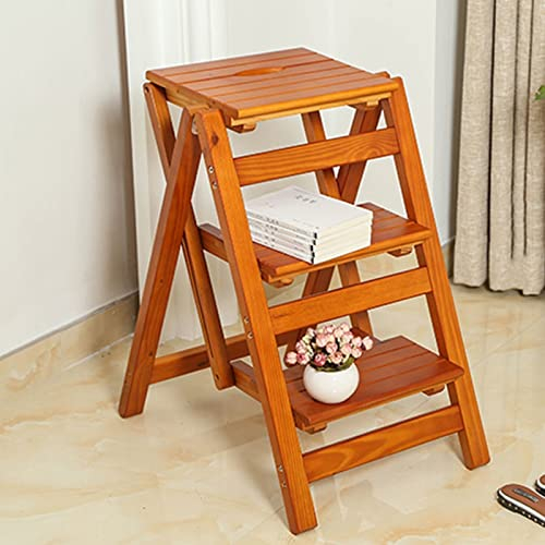 Klappbare Trittleiter aus Holz, Tritthocker für Küche, Büro, Bibliothek, Leitern, kleine Fußhocker, tragbare Schuhbank/Blumenregal, Walnuss