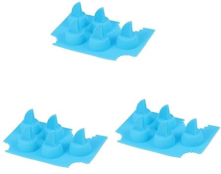ABOOFAN 3pcs Silicone Ice Cube Trays Shark Fin Mold Ice Maker Kitchen Accessories Easy Push Release