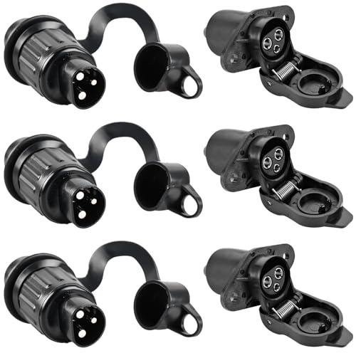 Prise 3 pôles pour remorque 12 V - Connecteur pour tracteur, machines agricoles et de construction