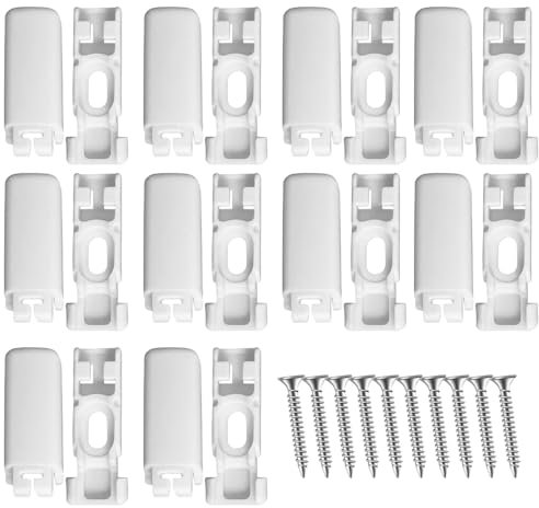 12 pcs weiß Plissee Ersatzteile klemmträger, Spannschuhe für Verspannte Plissees für Klebeträger und Stick & Fix Front Klebeplatten Halterung Kunststoff, mit 12 Schrauben