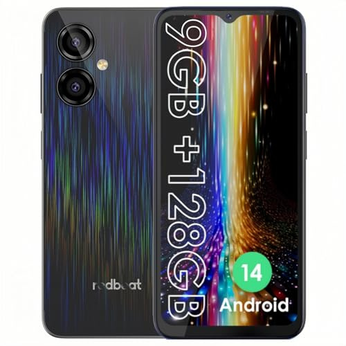 redbeat Smartphone Android débloqué, écran HD de 6,52 Pouces | 6 Go de RAM, 128 Go Extensibles | Appareil Photo 13 Mpx + 5 Mpx | Batterie 5000 mAh | Double SIM 4G | Android 14 | Bluetooth 5.0 | Noir