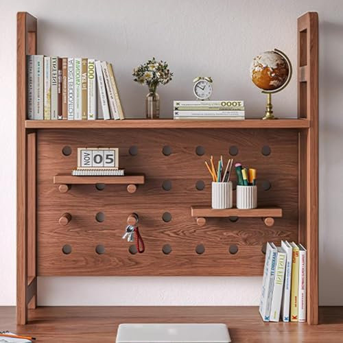 Lochplatte Schreibtisch, Pegboard, Regal Schreibtisch, Holz-Computertisch-Bücherregal, Multifunktions-Aufbewahrungsorganisator, Regalregal, for Bürobedarf-Organizer(Brown,55cm/22in)