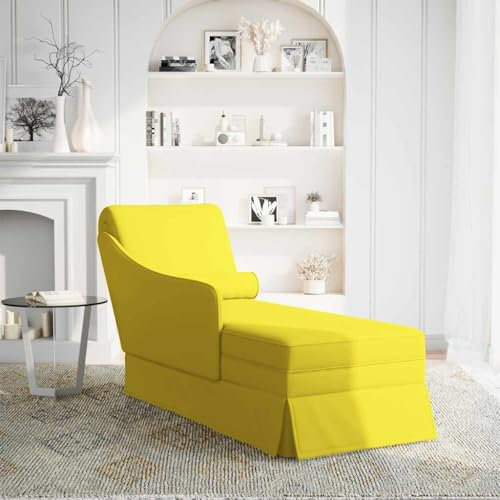Kangmusi Chaiselongue mit Nackenrolle und Rechter Armlehne Gelb Samt, kangmusi4009788