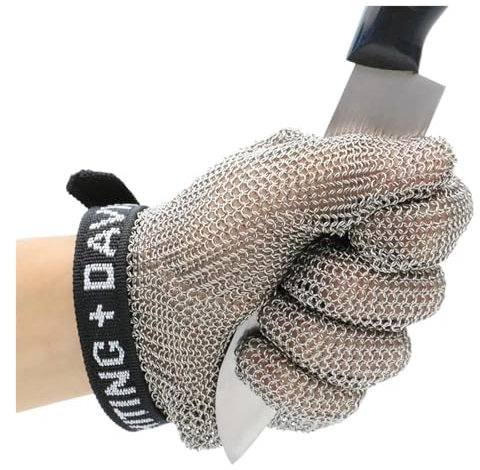 JCWGLY Schnittfeste Handschuhe Schnittfeste Metallhandschuhe Für Die Küche Mit Verstellbarem Armband, Schutzhandschuhe Für Schneiden, Unisex(1pcs/xl)