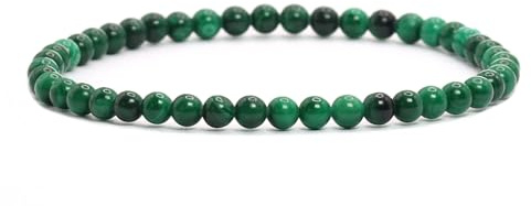 Armband med äkta ädelstenar med runda 4 mm pärlor, olika längder, helande sten, skyddssten, lyckabringare, talisman, present, M - 18 CM, Ädelsten, Ingen ädelsten