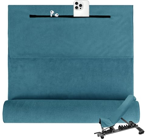 Flow fire Sporthandtuch Fitnessstudio, 120 x 50 cm mit Reißverschluss | Weiches Hautgefühl, schnelle Feuchtigkeitsaufnahme, praktische Reißverschlusstasche, breite Geräteabdeckung für Fitnessstudio