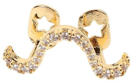 EXQUIMEUBLE Goldgrill Zahnschmuck Wellendesign Zirkon Zahnkappe Goldfarbe Einfache Installation Komfortabel Für Party Cosplay
