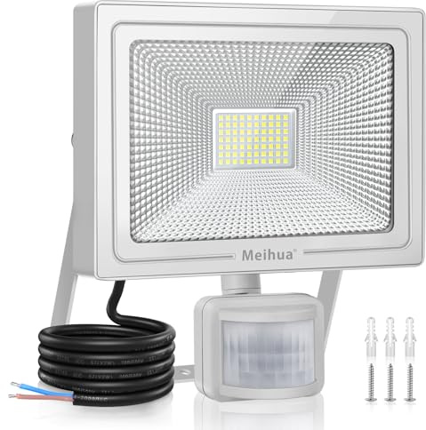 MEIHUA Focos Led Exterior con Sensor Movimiento 60W, Foco Proyector LED con Sensor 5640LM Luz Exterior con Sensor de Movimiento 6500K Blanco Frío IP66 Impermeable para Gardín,Garaje,Terraza
