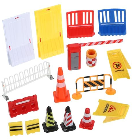 Toddmomy Barrières Routières Plastique Jouets De Barrières Miniatures pour Jeu De Rôle Et Simulation De Circulation Panneau De Signalisation Inclus
