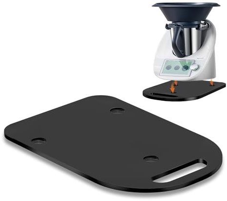 FIVAVA Gleitbrett für Thermomix TM6 TM5 - Hochwertiges Rollbrett mit Griff & Rollen aus Acrylglas (Schwarz)