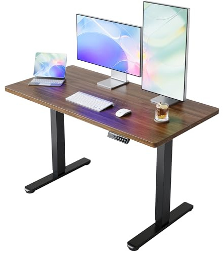 HUANUO Höhenverstellbarer Schreibtisch 120 x 60 cm, 4 Speicherhöheneinstellungen, Elektrischer Schreibtisch für Home Office & Computer-Arbeitsplatz, Standing Desk, Schwarz Nussbaum
